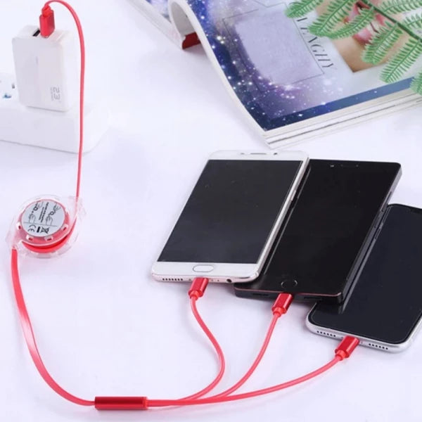 3-in-1 Retracting USB Cable Data Charger