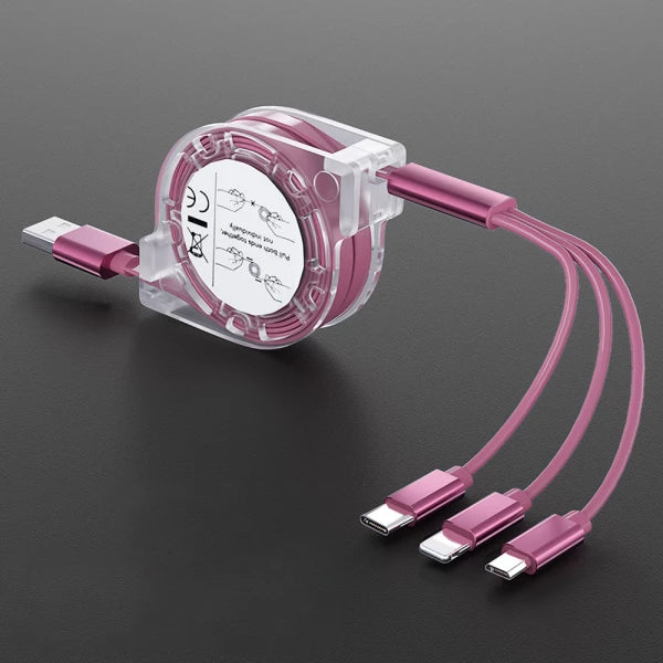 3-in-1 Retracting USB Cable Data Charger