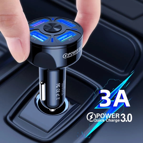 Fast Charging 4 Port Car Charger Adapter