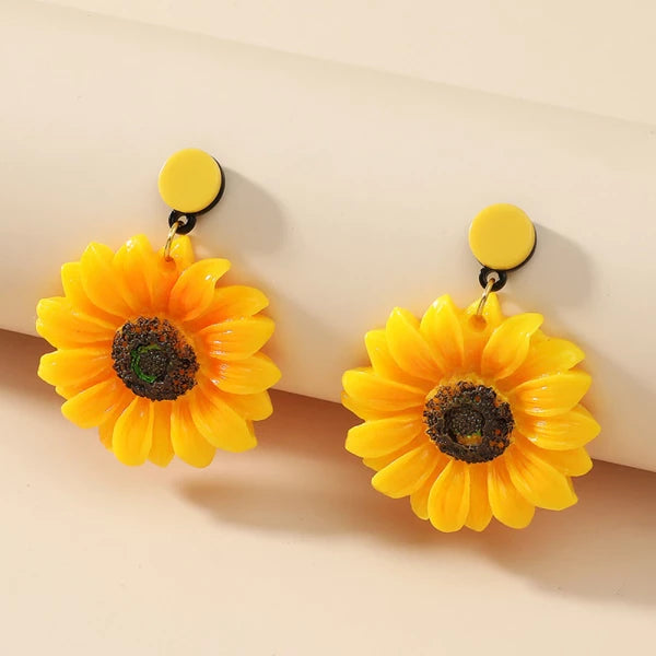 Bright & Refreshing Yellow Sunflower Earrings